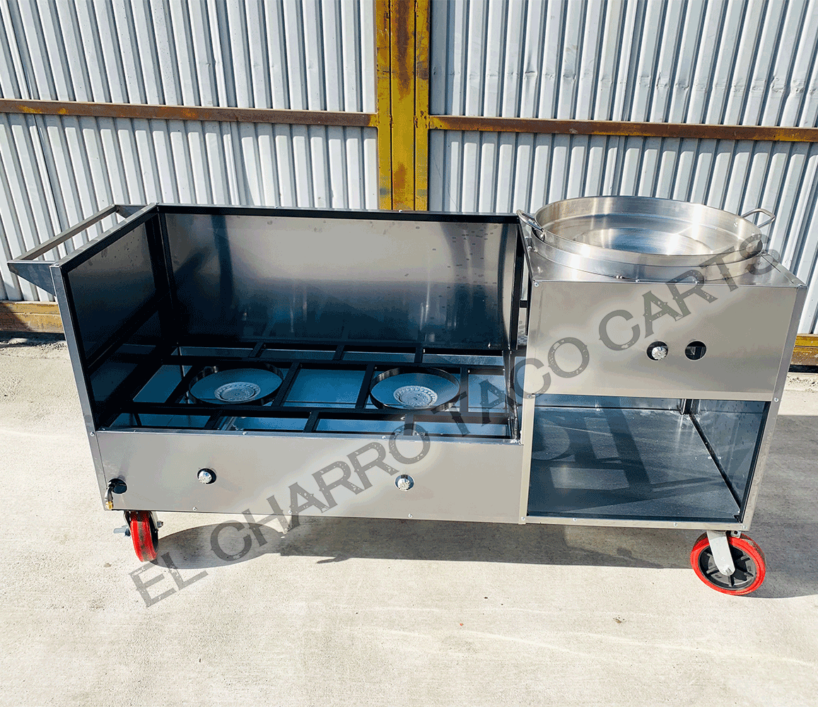 Cart W/2 Large Burners & Large Comal – El Charro Taco Carts